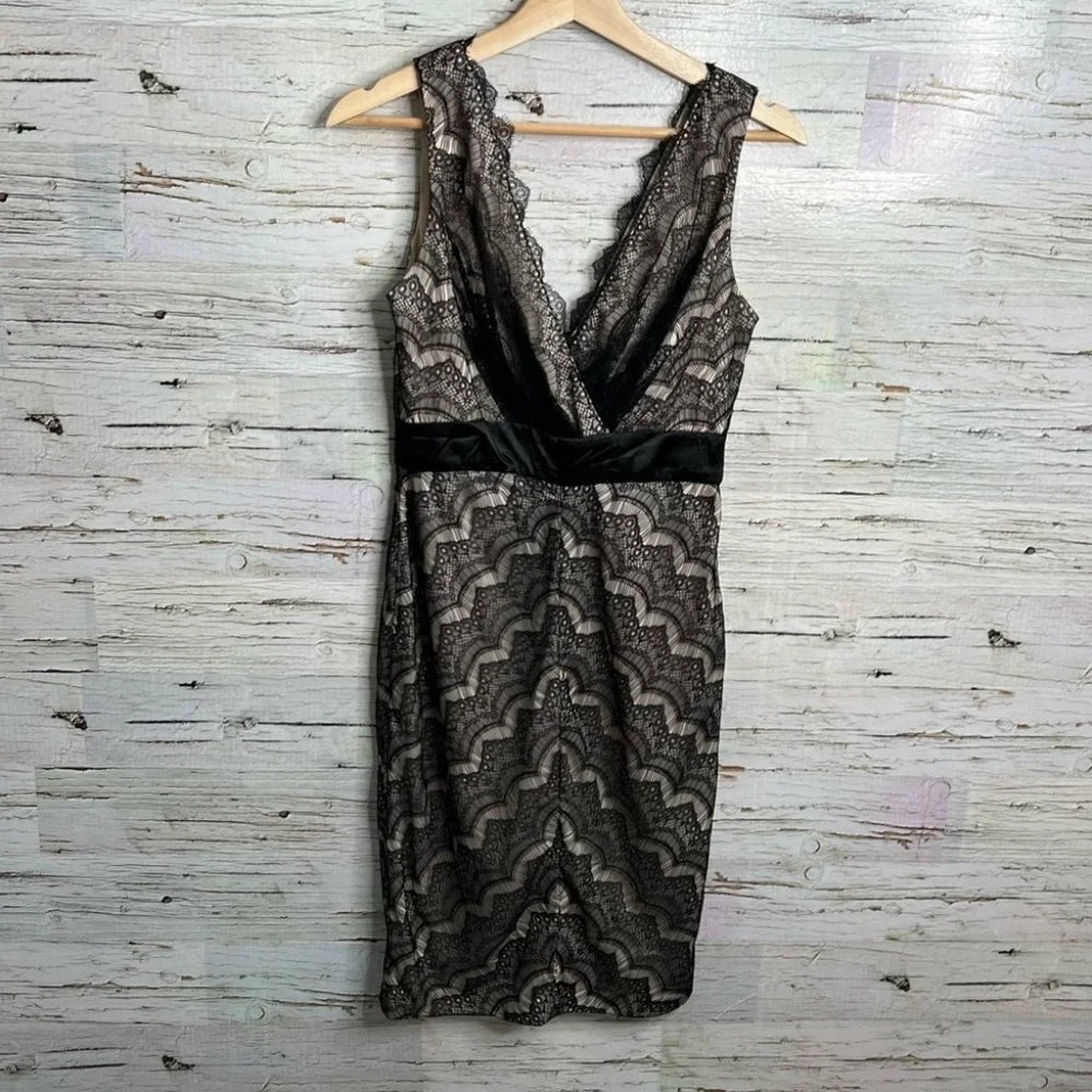 JS collections lace black brown cream size 4 dress